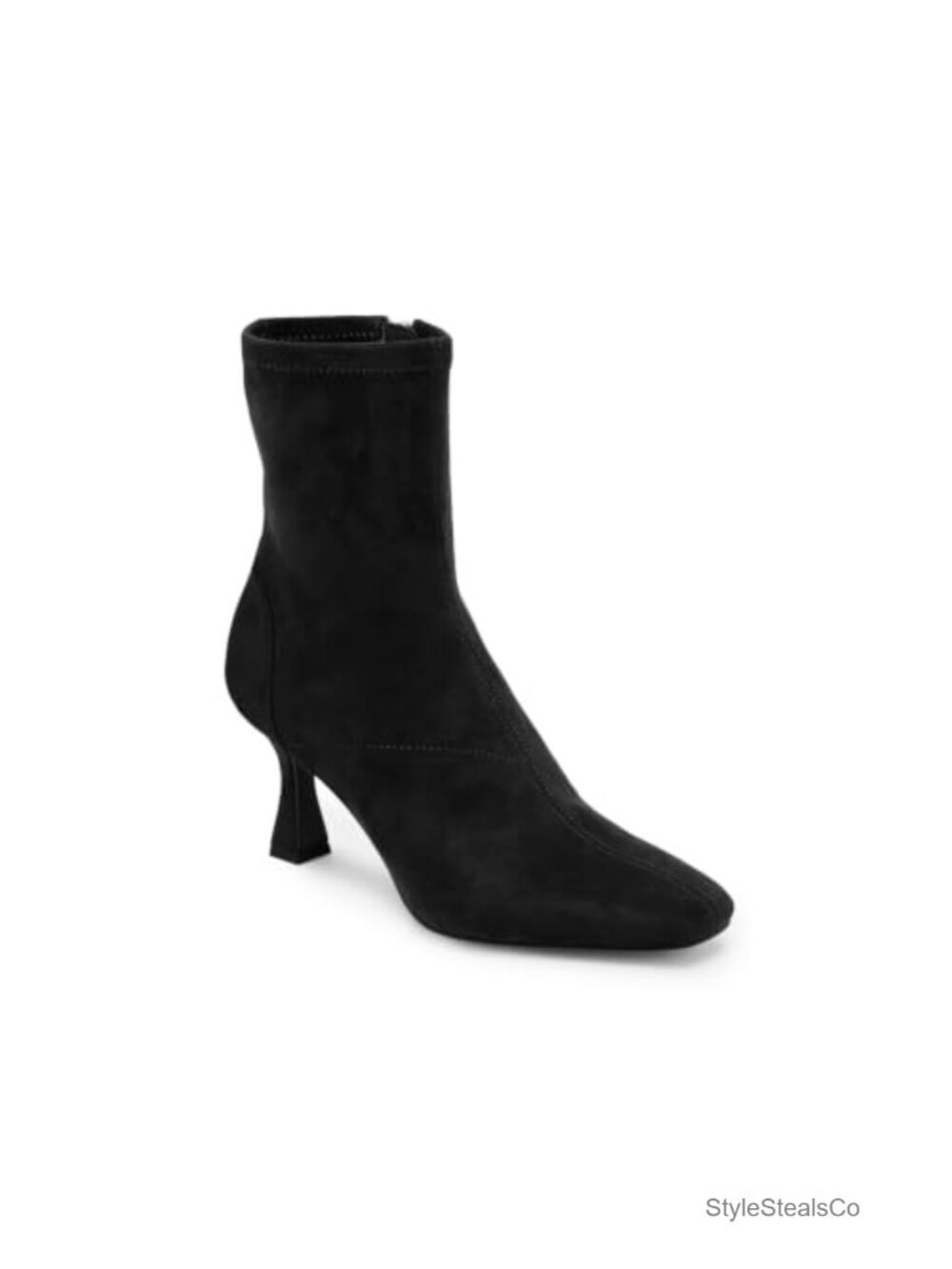 Kitten Heel Ankle Boots Square Toe Zip Suede and PU Dress Booties